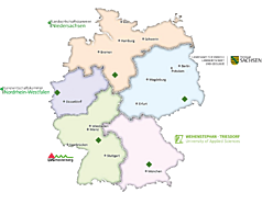 Die fünf gartenbaulichen Institutionen im Verbundvorhaben FiniTo haben sich zusammengeschlossen, um die gartenbauliche Praxis flächendeckend bei der Substratumstellung zu unterstützen. Jeder Projektpartner ist für eine regionale Fachstelle verantwortlich.