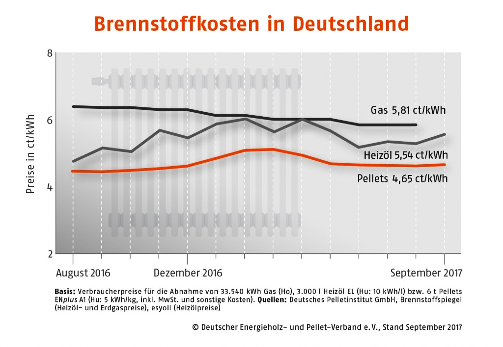 Brennstoffkosten in Deutschland - Stand 2017