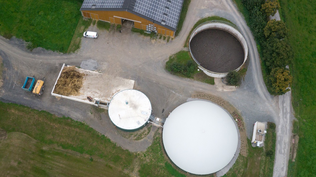Biogasanlage mit offenem Gärrestlager